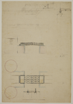 216755 Plattegrond, opstand en doorsnede van het ontwerp voor een ijzeren basculebrug bij de Weerdbarrière te Utrecht; ...